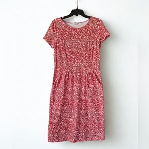 Boden Phoebe Red Floral Cotton Midi Dress W/ Pockets Size 8